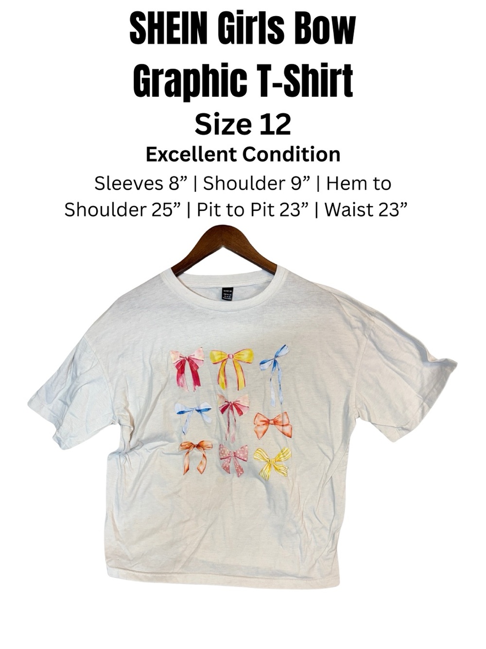 ABOUT TO DONATE SHEIN White Colorful Graphic Short Sleeve T-Shirt Women’s Size